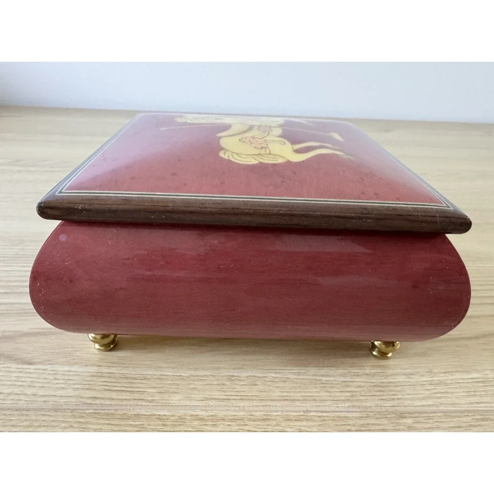 San Francisco Music Box Company Wooden Velvet-Lined Carousel Horse Music Box